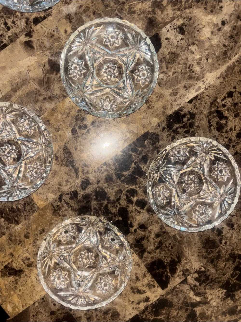 Anchor Hocking Star David Early American Precut Crystal Coasters/Candy Dish